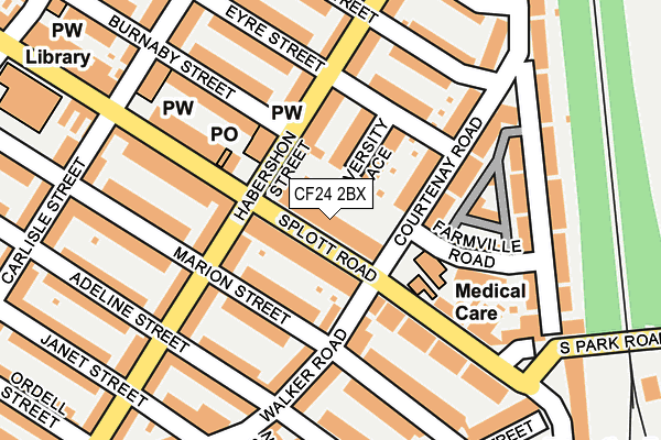 CF24 2BX map - OS OpenMap – Local (Ordnance Survey)