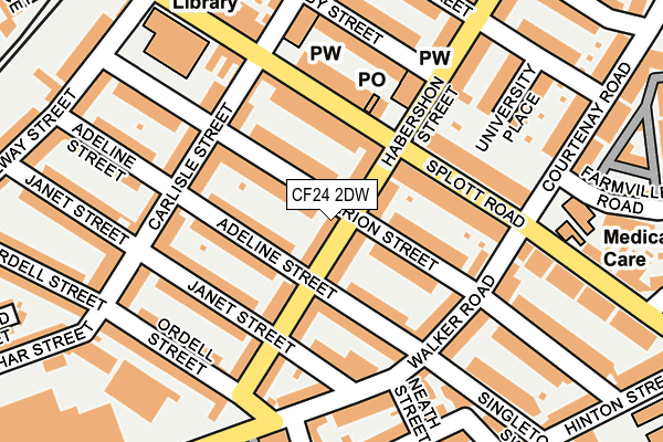 CF24 2DW map - OS OpenMap – Local (Ordnance Survey)