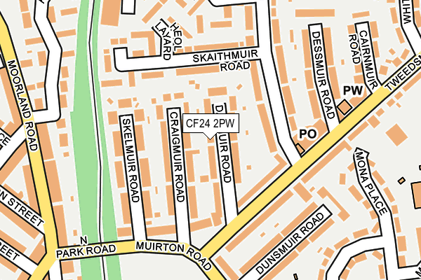 CF24 2PW map - OS OpenMap – Local (Ordnance Survey)