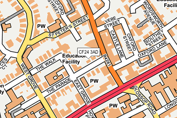 CF24 3AD map - OS OpenMap – Local (Ordnance Survey)