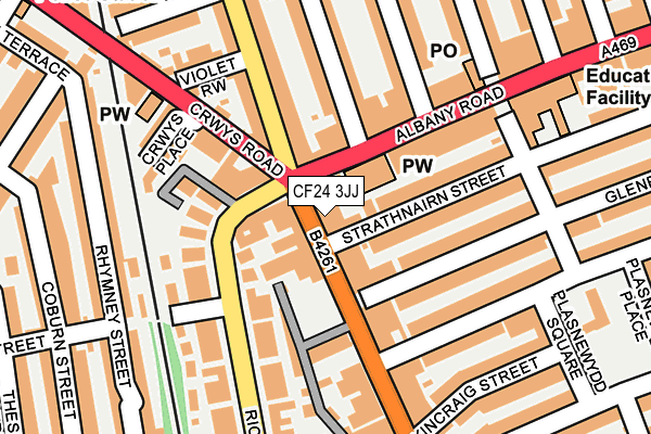 CF24 3JJ map - OS OpenMap – Local (Ordnance Survey)