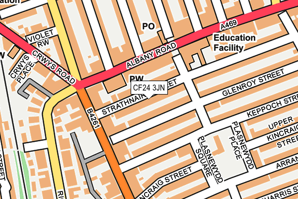 CF24 3JN map - OS OpenMap – Local (Ordnance Survey)