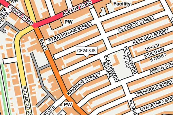 CF24 3JS map - OS OpenMap – Local (Ordnance Survey)