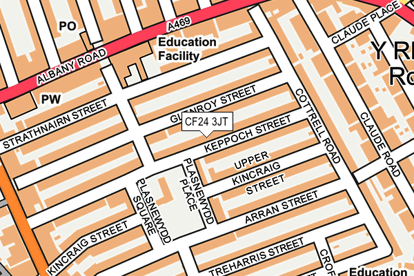 CF24 3JT map - OS OpenMap – Local (Ordnance Survey)