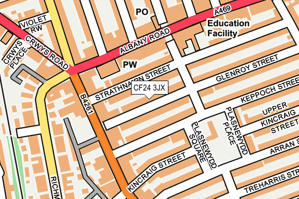 CF24 3JX map - OS OpenMap – Local (Ordnance Survey)