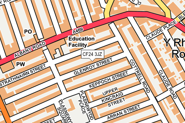 CF24 3JZ map - OS OpenMap – Local (Ordnance Survey)