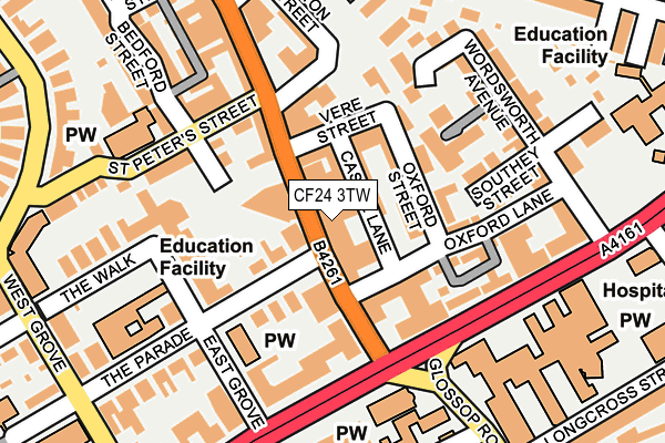 CF24 3TW map - OS OpenMap – Local (Ordnance Survey)