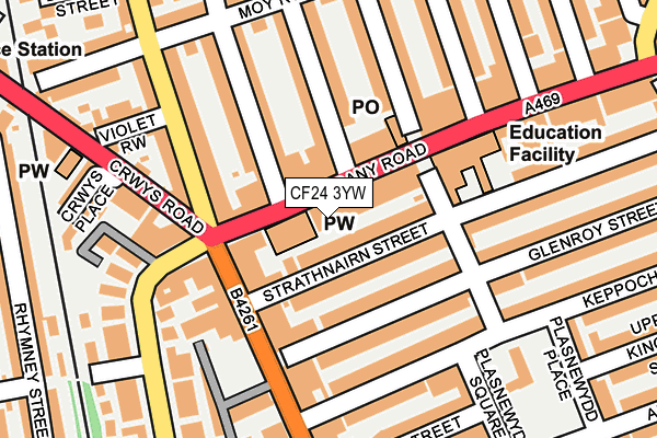 CF24 3YW map - OS OpenMap – Local (Ordnance Survey)