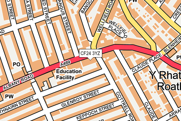 CF24 3YZ map - OS OpenMap – Local (Ordnance Survey)