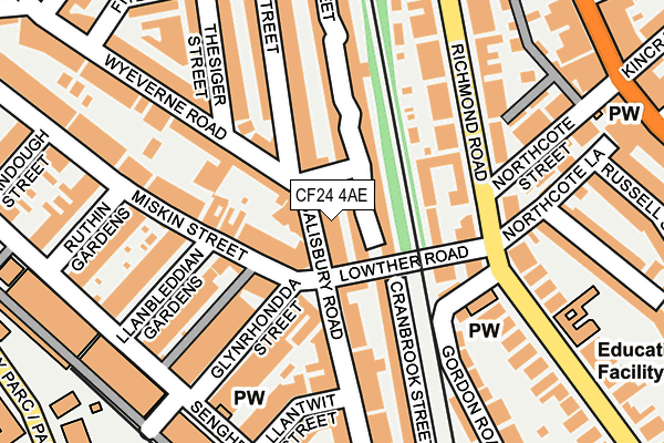 CF24 4AE map - OS OpenMap – Local (Ordnance Survey)