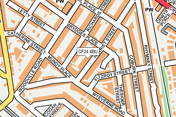 CF24 4BU map - OS OpenMap – Local (Ordnance Survey)