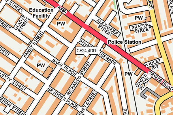 CF24 4DD map - OS OpenMap – Local (Ordnance Survey)