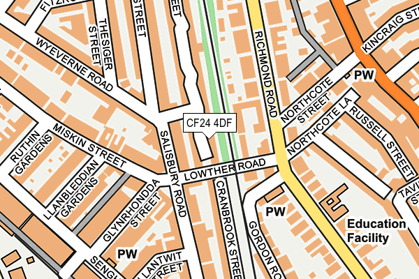 CF24 4DF map - OS OpenMap – Local (Ordnance Survey)
