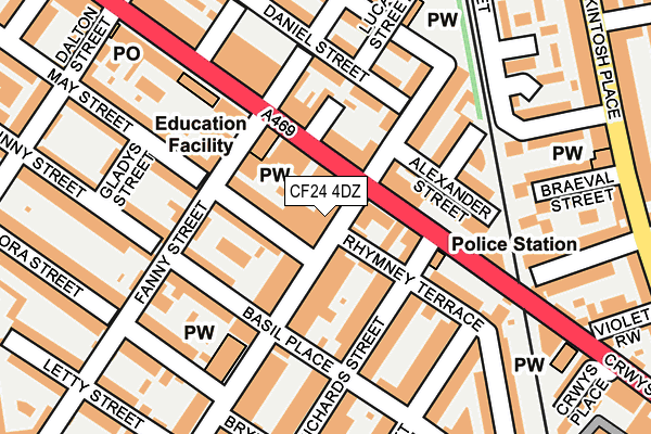 CF24 4DZ map - OS OpenMap – Local (Ordnance Survey)