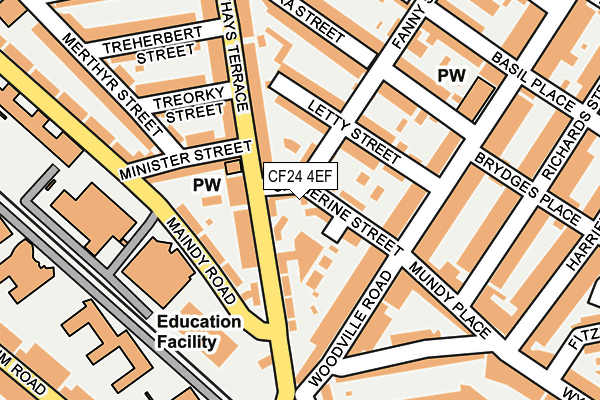 CF24 4EF map - OS OpenMap – Local (Ordnance Survey)