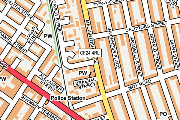 CF24 4RL map - OS OpenMap – Local (Ordnance Survey)