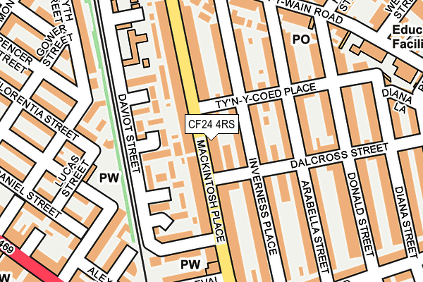 CF24 4RS map - OS OpenMap – Local (Ordnance Survey)