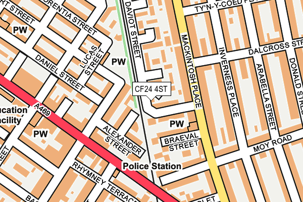 CF24 4ST map - OS OpenMap – Local (Ordnance Survey)