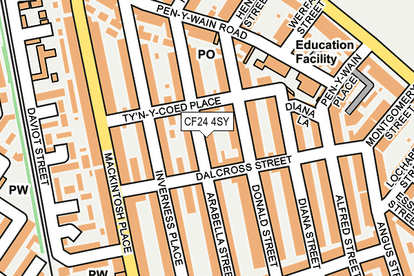 CF24 4SY map - OS OpenMap – Local (Ordnance Survey)