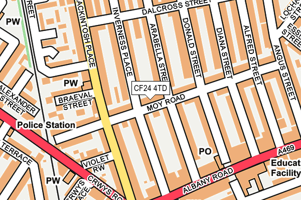 CF24 4TD map - OS OpenMap – Local (Ordnance Survey)