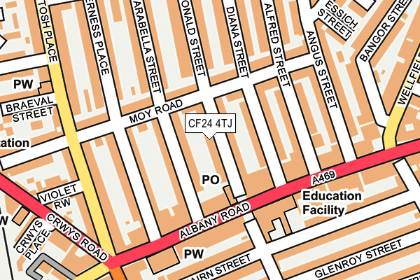 CF24 4TJ map - OS OpenMap – Local (Ordnance Survey)