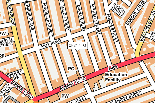 CF24 4TQ map - OS OpenMap – Local (Ordnance Survey)