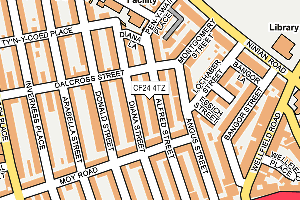 CF24 4TZ map - OS OpenMap – Local (Ordnance Survey)