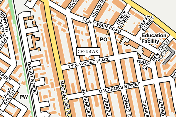 CF24 4WX map - OS OpenMap – Local (Ordnance Survey)