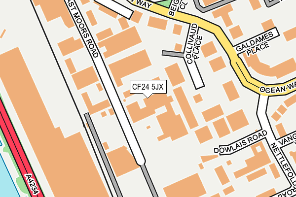 CF24 5JX map - OS OpenMap – Local (Ordnance Survey)