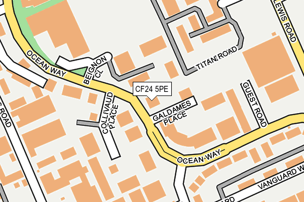 CF24 5PE map - OS OpenMap – Local (Ordnance Survey)