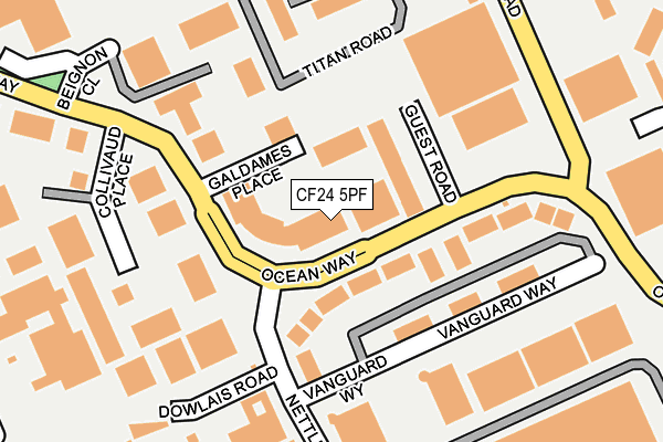 CF24 5PF map - OS OpenMap – Local (Ordnance Survey)