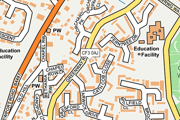 CF3 0AJ map - OS OpenMap – Local (Ordnance Survey)