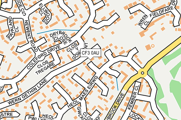 CF3 0AU map - OS OpenMap – Local (Ordnance Survey)