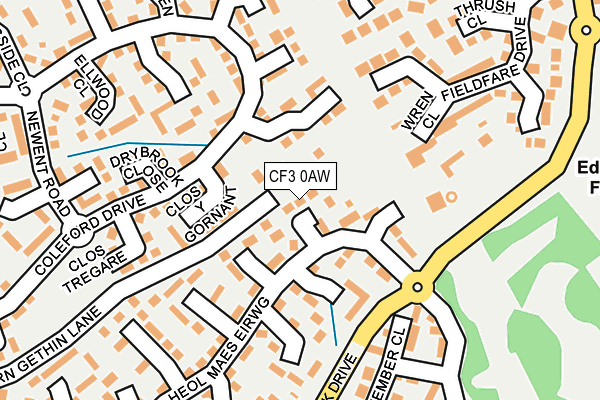 CF3 0AW map - OS OpenMap – Local (Ordnance Survey)