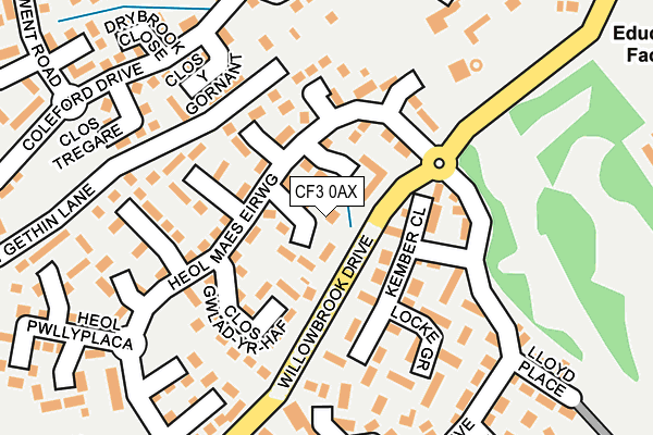 CF3 0AX map - OS OpenMap – Local (Ordnance Survey)
