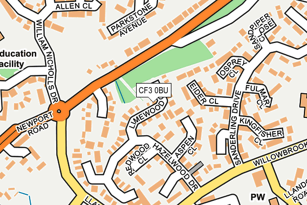 CF3 0BU map - OS OpenMap – Local (Ordnance Survey)