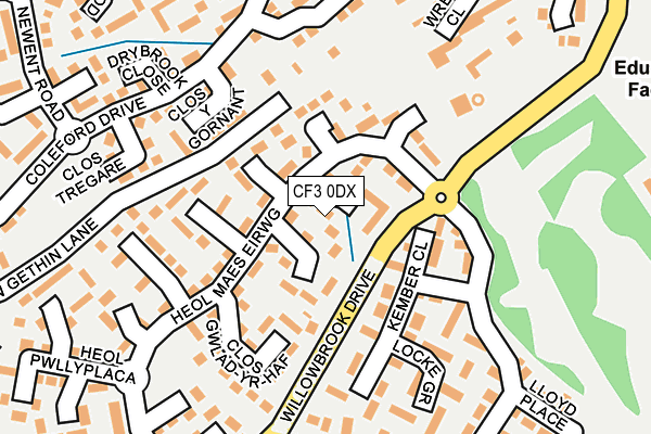 CF3 0DX map - OS OpenMap – Local (Ordnance Survey)