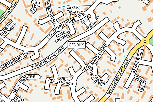 CF3 0HX map - OS OpenMap – Local (Ordnance Survey)