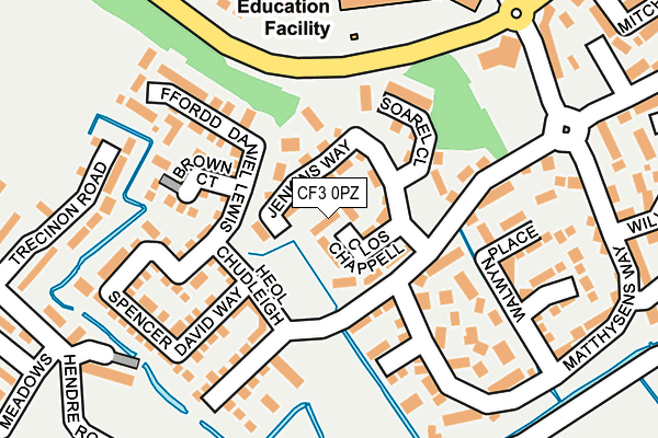 CF3 0PZ map - OS OpenMap – Local (Ordnance Survey)