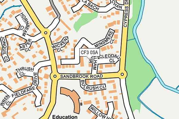 CF3 0SA map - OS OpenMap – Local (Ordnance Survey)