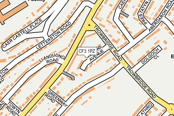 CF3 1PZ map - OS OpenMap – Local (Ordnance Survey)