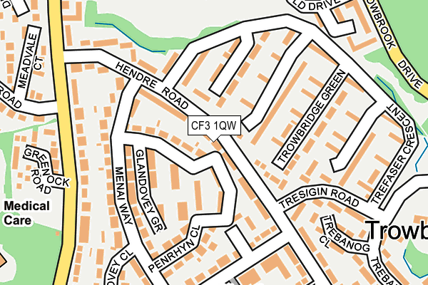 CF3 1QW map - OS OpenMap – Local (Ordnance Survey)