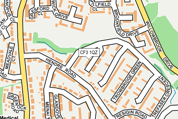CF3 1QZ map - OS OpenMap – Local (Ordnance Survey)