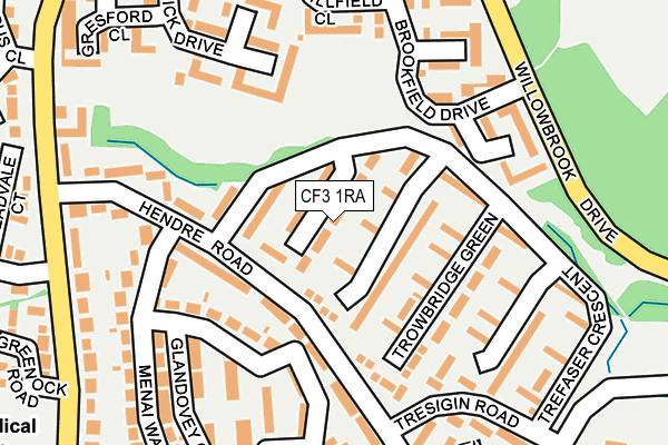 CF3 1RA map - OS OpenMap – Local (Ordnance Survey)