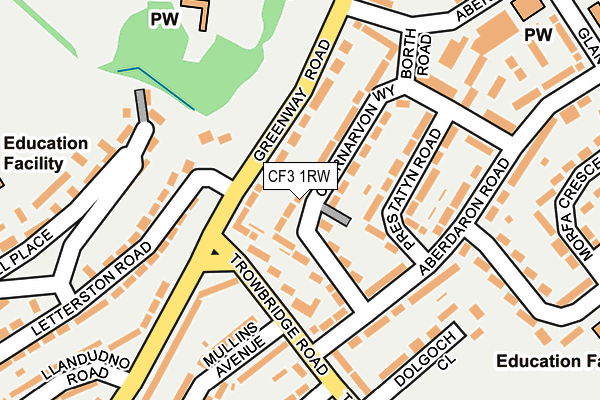 CF3 1RW map - OS OpenMap – Local (Ordnance Survey)
