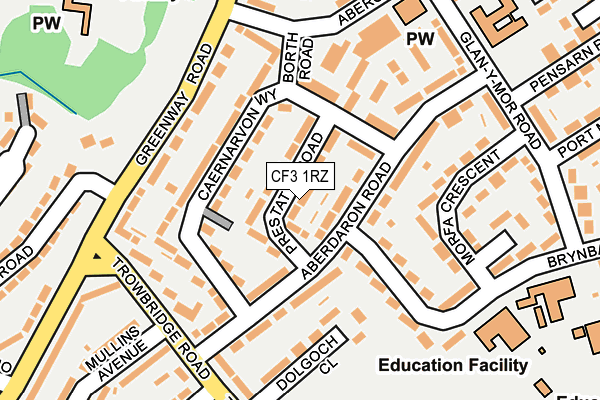 CF3 1RZ map - OS OpenMap – Local (Ordnance Survey)