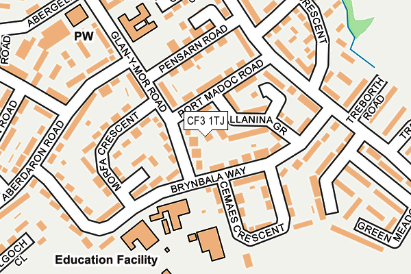 CF3 1TJ map - OS OpenMap – Local (Ordnance Survey)