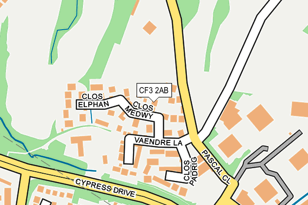 CF3 2AB map - OS OpenMap – Local (Ordnance Survey)