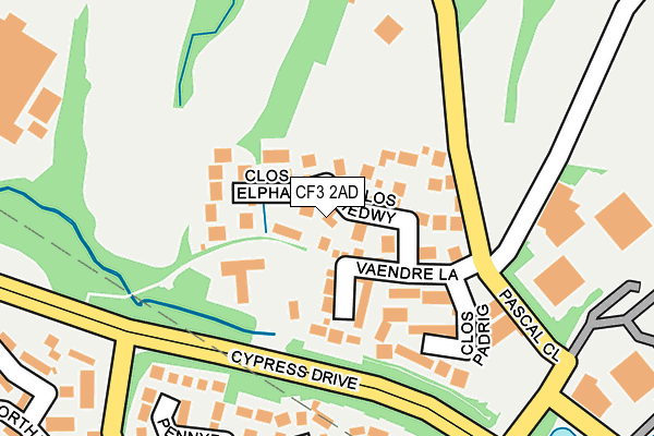 CF3 2AD map - OS OpenMap – Local (Ordnance Survey)