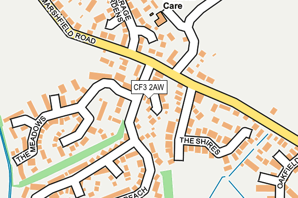 CF3 2AW map - OS OpenMap – Local (Ordnance Survey)